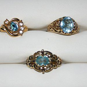 Lot of 3 Avon Blue Stone Rings